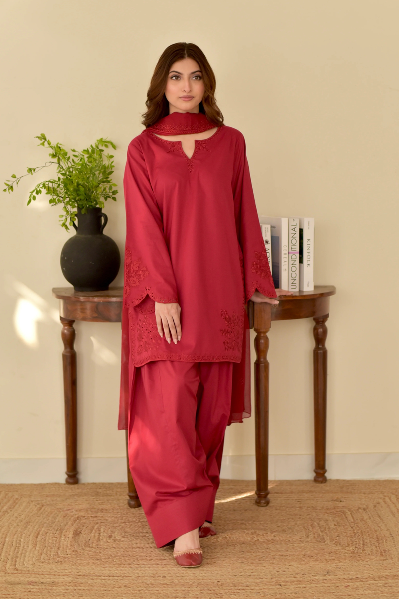 Vera 3 PC Embroidered Dress